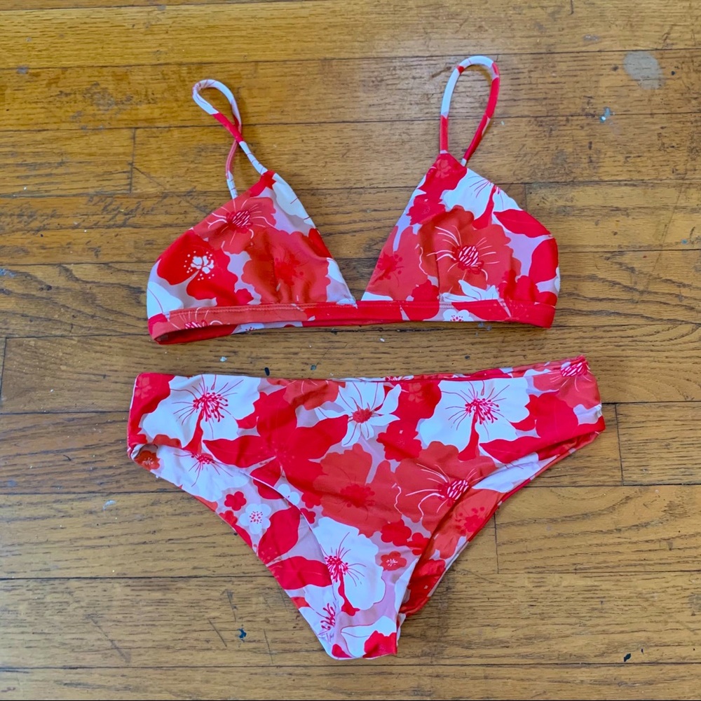 Gillia Red Floral Bikini Set